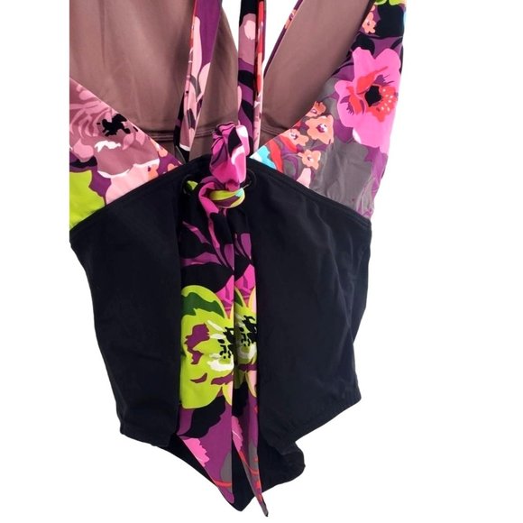 SKINNY DIPPERS One-Piece Lady Godiva Plunging V-neck Flower Shop Swimwear - Picture 10 of 12